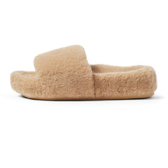Arch Support Wool Slippers - Single Band Slide - Caramel