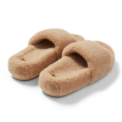 Arch Support Wool Slippers - Single Band Slide - Caramel