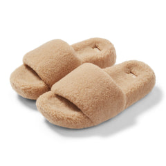 Arch Support Wool Slippers - Single Band Slide - Caramel