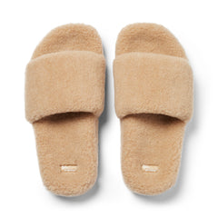 Arch Support Wool Slippers - Single Band Slide - Caramel