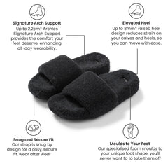 Arch Support Wool Slippers - Single Band Slide - Charcoal