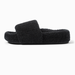 Arch Support Wool Slippers - Single Band Slide - Charcoal