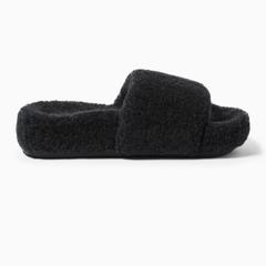 Arch Support Wool Slippers - Single Band Slide - Charcoal