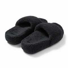 Arch Support Wool Slippers - Single Band Slide - Charcoal